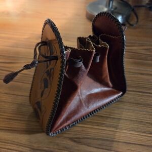 Medieval Inspired Leather Drawstring Pouch